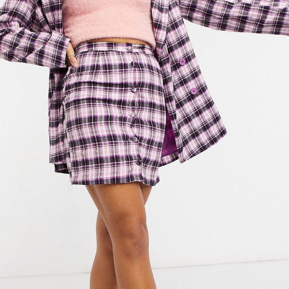 Heartbreak Plaid Tailored Mini Skirt